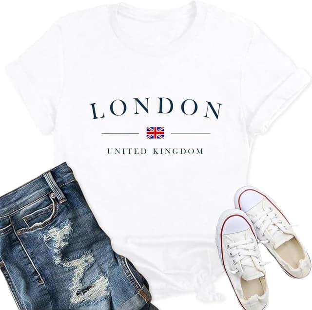 Thumbnail 6 de Qskall Women’s Union Jack “London” T-Shirt with Loose Fit
