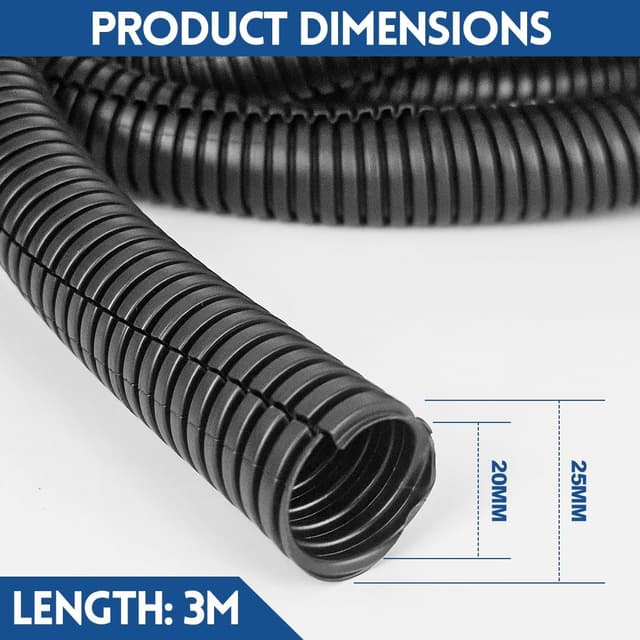 Detalle 2 de Flexibles Wellrohr Kabelschutzschlauch (25 mm, 3 m) – UV-beständig mit Kabelmanagement für Außen- und Innenkabel