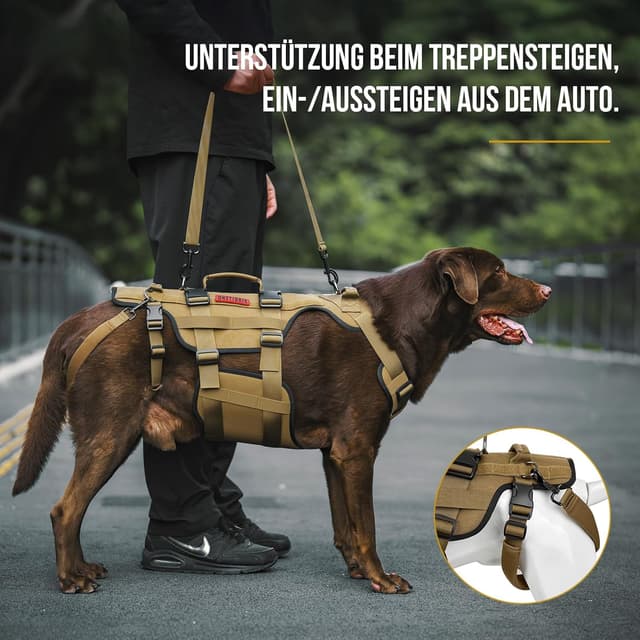 Detalle de OneTigris Harnais pour chien Invictus : aide réglable à la marche et au transport