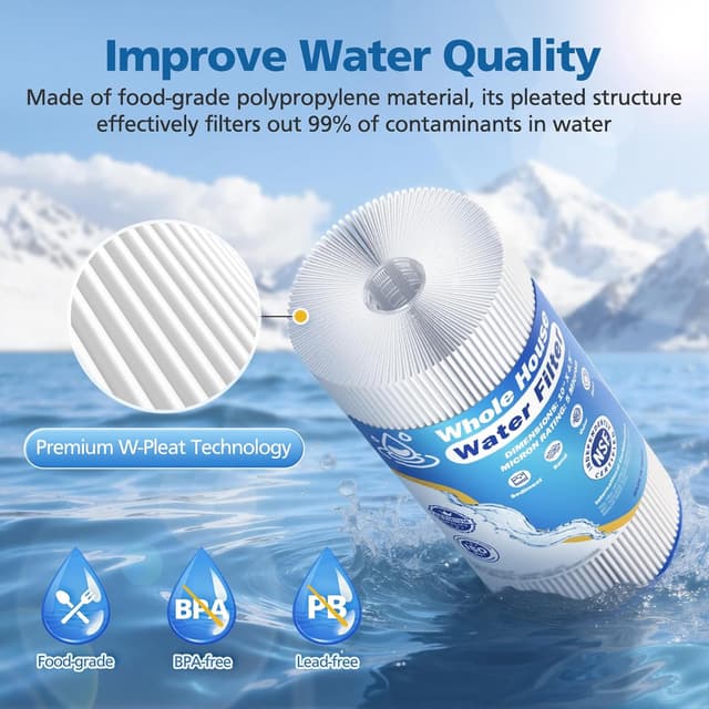 Detalle 2 de 5 Micron 10" x 4.5" Whole House Water Filter Replacement (4-Pack) for GE FXHSC / DuPont WFHDC3001 and more