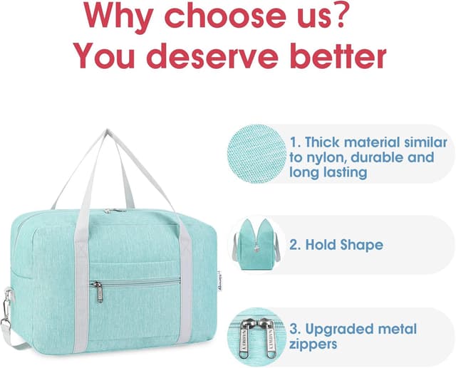 Detalle de Underseat Foldable Travel Duffel Bag for Ryanair Cabin Bags (40x30x20) – 20L Mint Green with Shoulder Strap