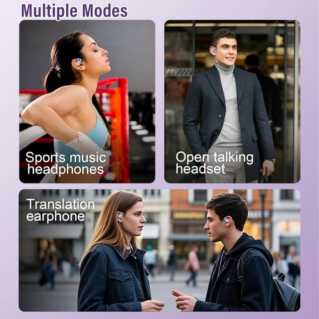 Detalle de Conyat AI Cuffie Traduzione Bluetooth 5.4 Open-Ear con traduzione in tempo reale e 164 lingue