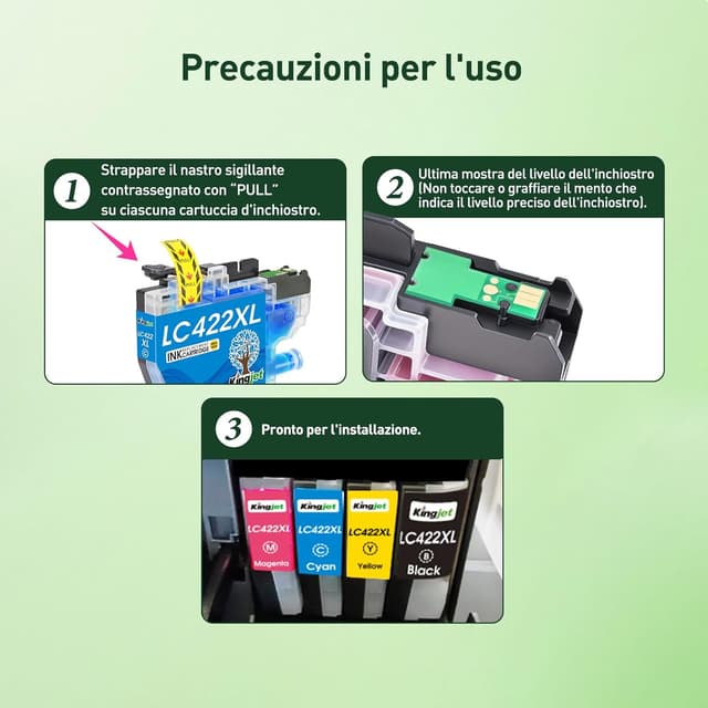 Thumbnail 6 de KINGJET LC422XL cartucce compatibili per Brother LC422XL (Nero, Ciano, Magenta, Giallo) per MFC-J5740DW e altro