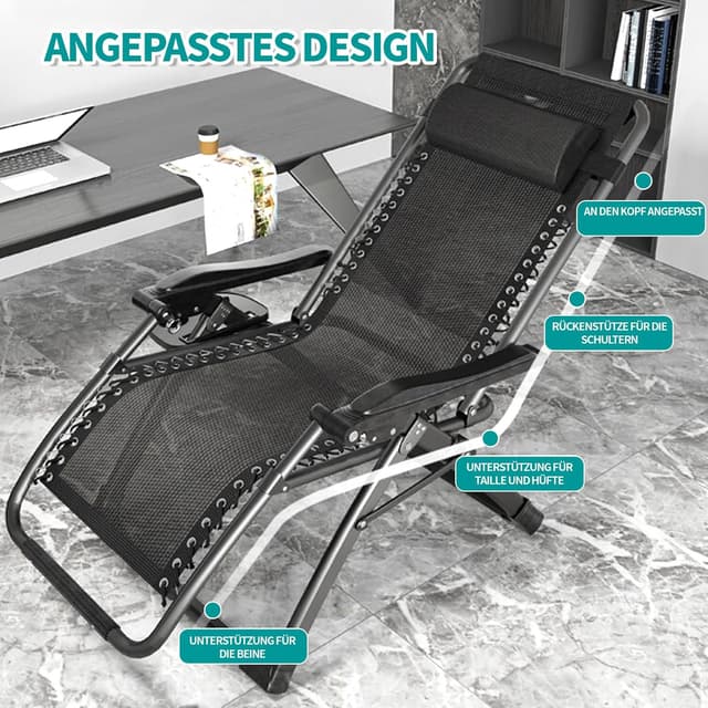 Detalle 2 de Sedia a sdraio pieghevole Hengriacly con copertura, schienale regolabile e portata 240 kg