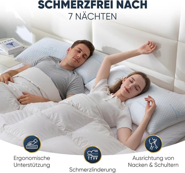 Detalle 2 de Schlummerglanz Memory Foam Kissen 40x80 mit Höhe