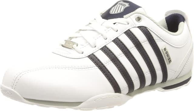 Detalle de K-Swiss Arvee 1.5 pour homme en cuir et semelle en gomme (WHT/NVY/GRYVLT/Split), pointure 43