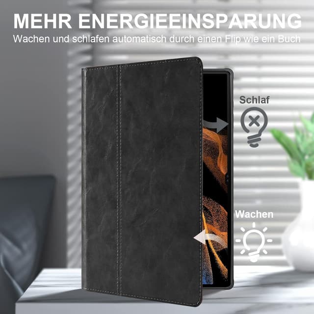 Detalle de NANRUIL Hülle für iPad Air 1./2. Gen & iPad 5./6. Gen (9,7 Zoll) echtes Leder – Schwarz