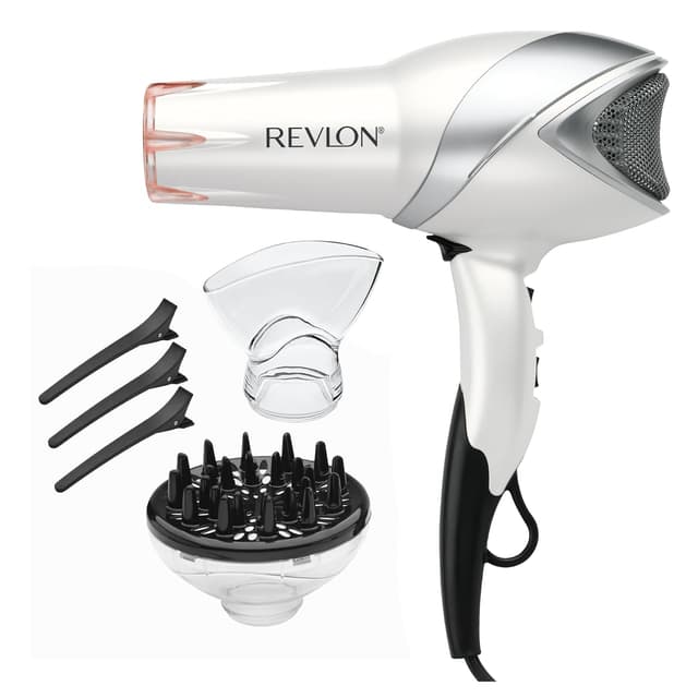 Detalle de Revlon Infrared Hair Dryer with Diffuser & Concentrator (Ionic Ceramic, 1875W) — Salon-Quality Blowout for Less Frizz (White)