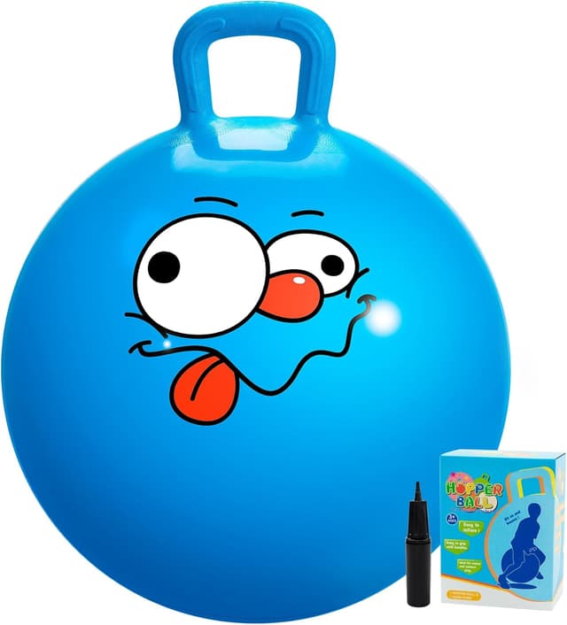 Detalle de U&C Planet Hopper Ball 20-inch Bouncy Ball with Handle (Kids 5-9), Blue