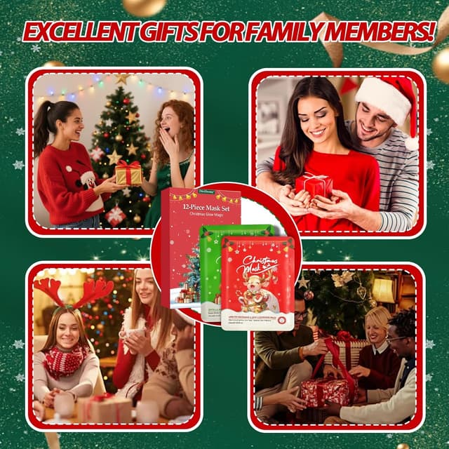 Detalle de Sikeydels – Coffret de 6 masques hydratants visage Noël (masques en tissu) pour soin express