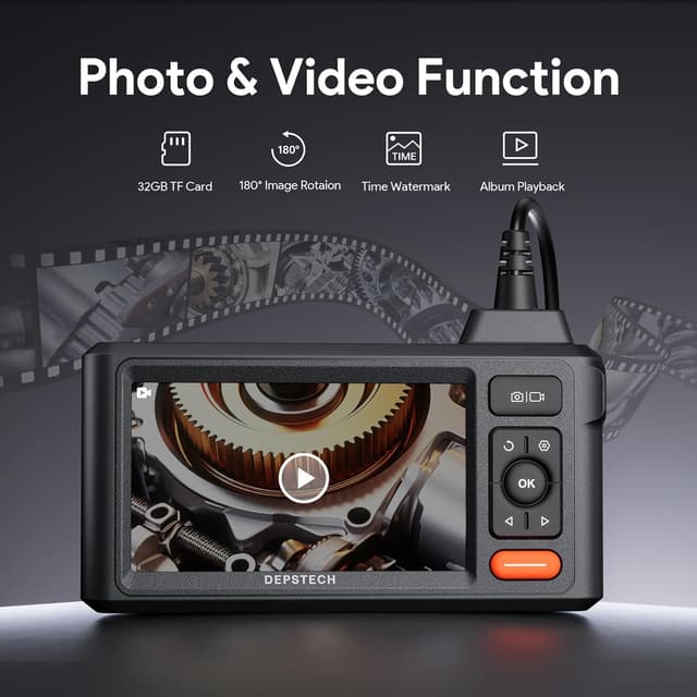 Detalle de Endoscope DEPSTECH à triple lentille, écran 5 pouces et câble rigide 5 mètres (IP67)