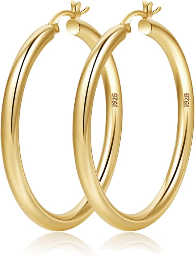 Imagen de Chunky 4mm Gold Hoop Earrings 30mm en OfertitasTOP