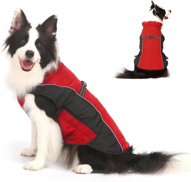 Detalle 2 de Winter-Hundejacke / Winterweste als Hundemantel – gepolsterte, winddichte & wasserabweisende Ärmellose Weste für Welpen und Hunde