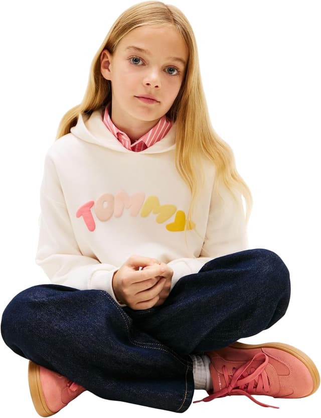 Detalle de Sweat à capuche fille Tommy Hilfiger Tommy Puff Print Hoodie KG0KG09241 (lot de 1)