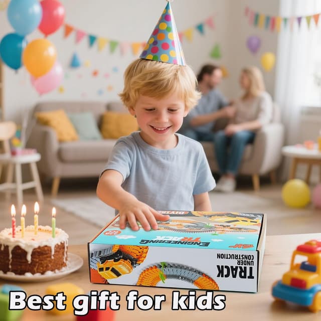 Thumbnail 6 de TGJH Construction Race Car Track Set for Kids (220+ PCS) with 2 Electric Cars