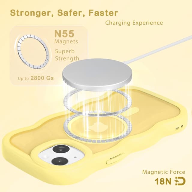 Detalle de Amzfield Magnetic Case for iPhone 15 Plus / 14 Plus (MagSafe Compatible) – Butter Yellow