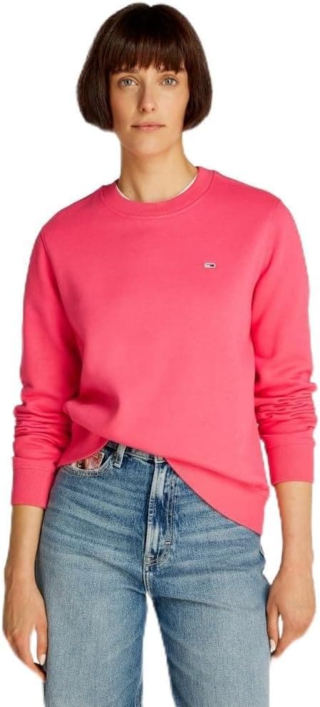 Detalle de Tommy Jeans da donna pullover girocollo in felpa di misto cotone con bordo a coste