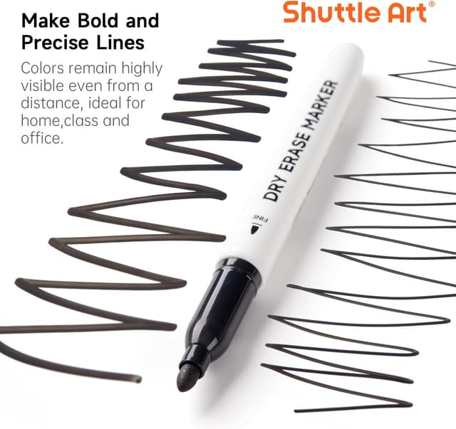 Detalle 2 de Shuttle Art Dry Erase Markers 15-pack black đź–Š