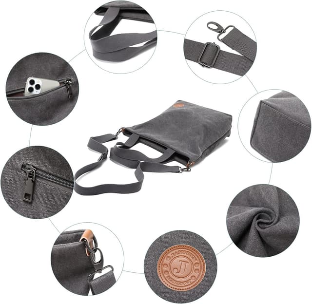 Thumbnail 6 de JANSBEN Damen Canvas Handtasche 30 x 40 x 12 cm