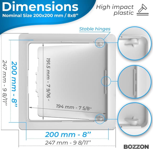 Detalle de Plastic access panel 200 x 200 mm
