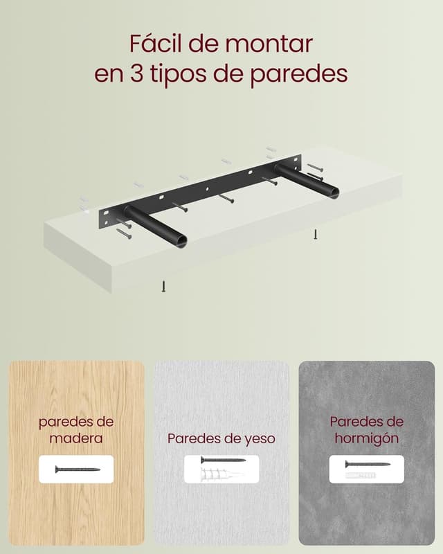 Thumbnail 5 de VASAGLE LWS026WE01 estante flotante 20x60 cm