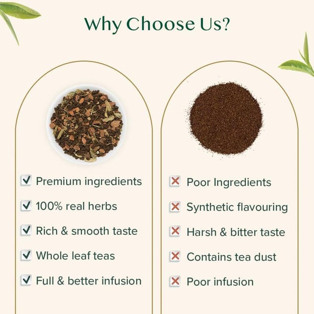 Detalle de VAHDAM Zimt Chai gewürzter schwarzer Tee (100 g) – indischer Chai mit Zimt, Kardamom & Nelken, vakuumversiegelt