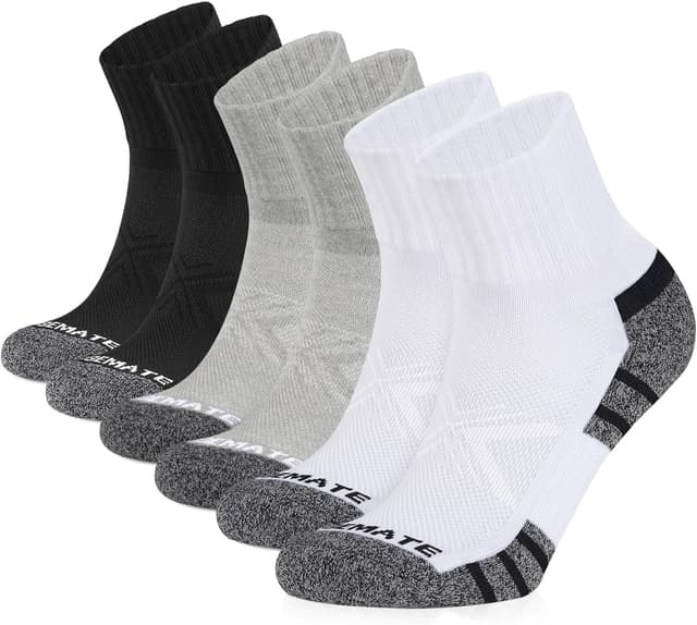 Thumbnail 6 de CLOSEMATE 6 Paar Quarter Sneaker Socken für Herren – atmungsaktive Baumwoll-Laufsocken mit Frotteesohle