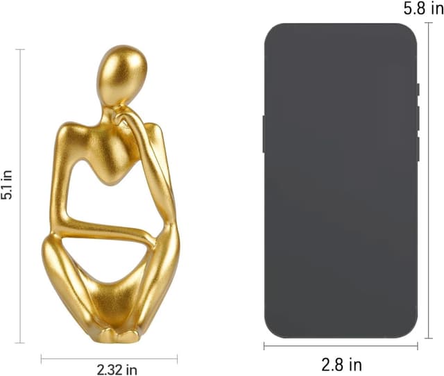 Detalle 2 de Generic gold resin “Thinker” statue ornaments – abstract home decor sculpture (A-Gold Right)