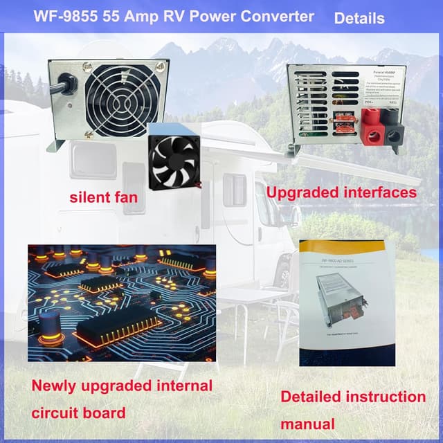 Detalle de 2026 Upgrade WF-9855 55 Amp RV Power Converter (WF-9855-AD) – 13.6V Output, Replace for 9800 Series