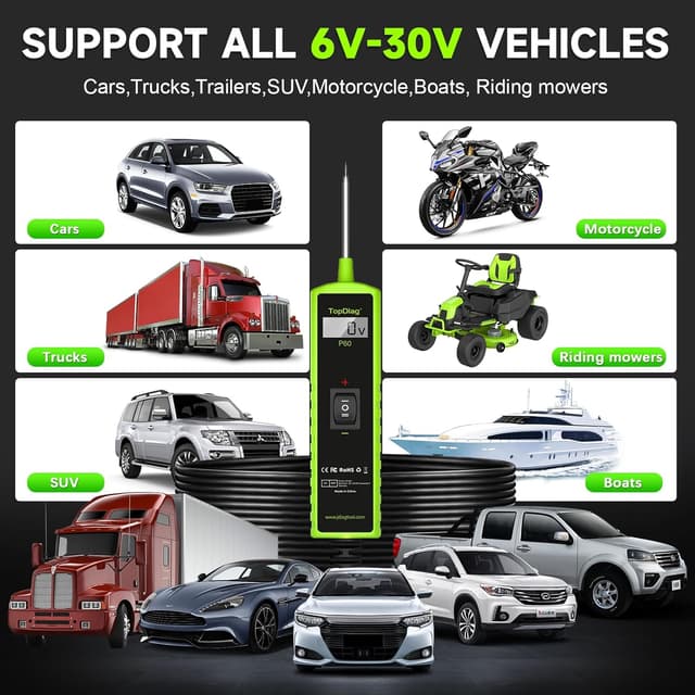 Thumbnail 6 de Topdiag P60 12-Volt Automotive Test Light Power Circuit Probe Kit (6V–24V) for Fuse & Short Finding