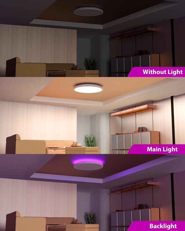 Thumbnail 6 de zemty LED-Deckenleuchte dimmbar 50 cm, 42 W (3.360 lm) mit RGB und Fernbedienung