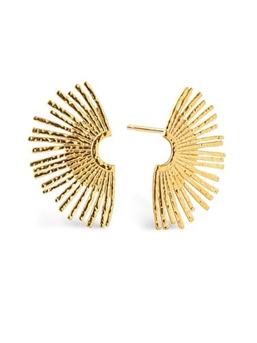 Detalle de SINGULARU Pendientes Sunbeam en acero inoxidable con baño oro de 18Kt y cierre a presión