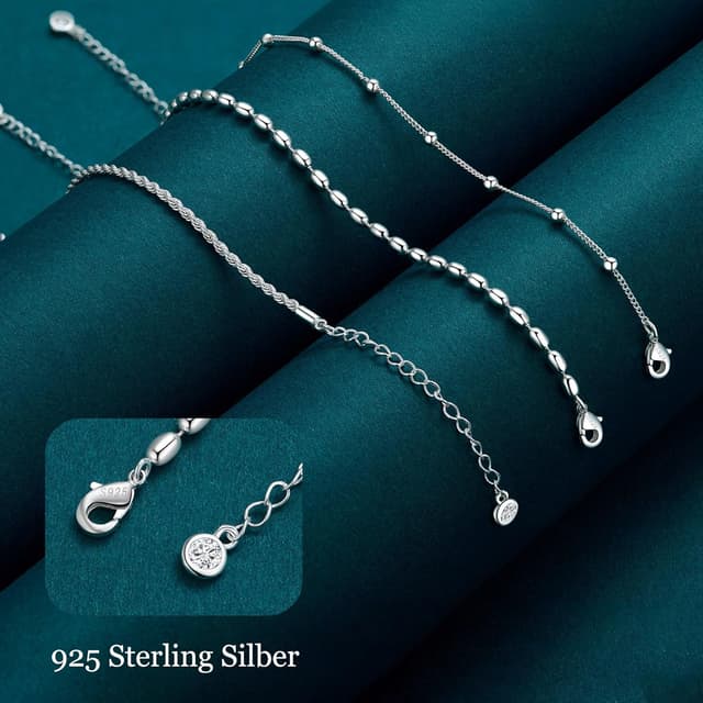 Detalle de MUCCA lot de 3 bracelets empilables en argent 925 pour femme, réglables