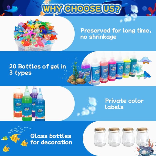 Detalle de 116PCS Magic Glow-in-the-Dark Gel Water Fairy Toy DIY Elf Set with 18 Sea Creature Molds