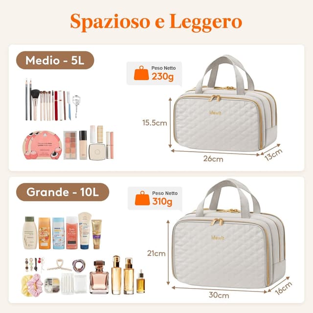 Thumbnail 1 de Lifewit Beauty Case da Viaggio Grigio Chiaro