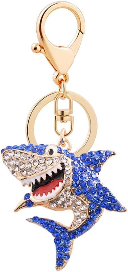 Detalle de SHYCown Shining Crown mignon porte-clés requin en strass bleu (alliage)