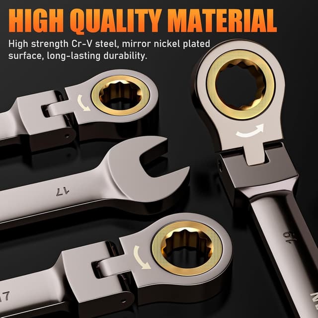 Detalle 2 de SS Shovan ratchet spanner set 8PCS, 8 to 19mm