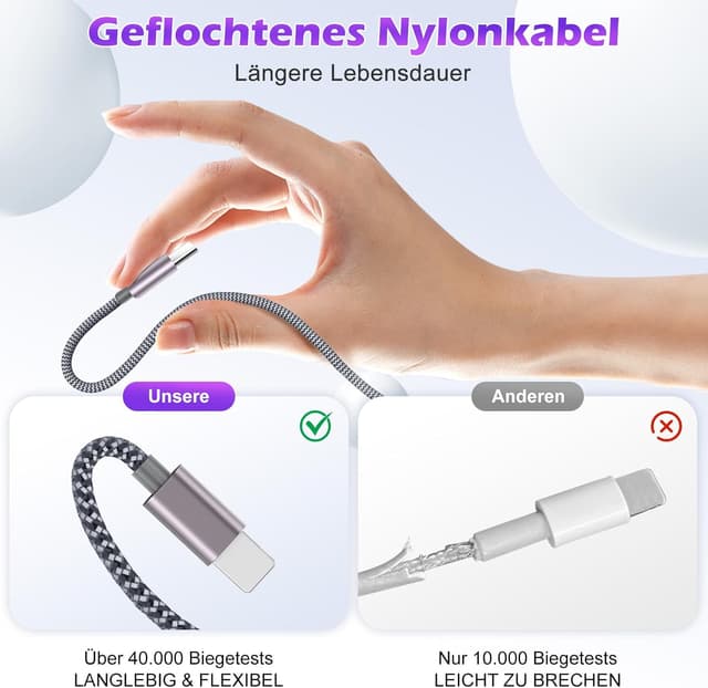 Thumbnail 6 de 3‑in‑1 Ladekabel 120 cm für iPhone und Apple Watch