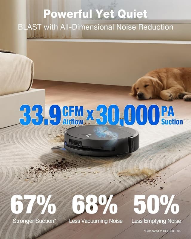 Detalle de ECOVACS DEEBOT T90 PRO OMNI robot vacuum & mop with 30,000Pa suction and self-cleaning OZMO roller