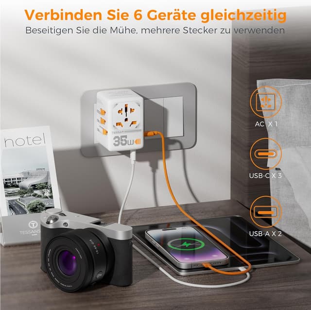 Thumbnail 2 de TESSAN 35W Reiseadapter Weltweit