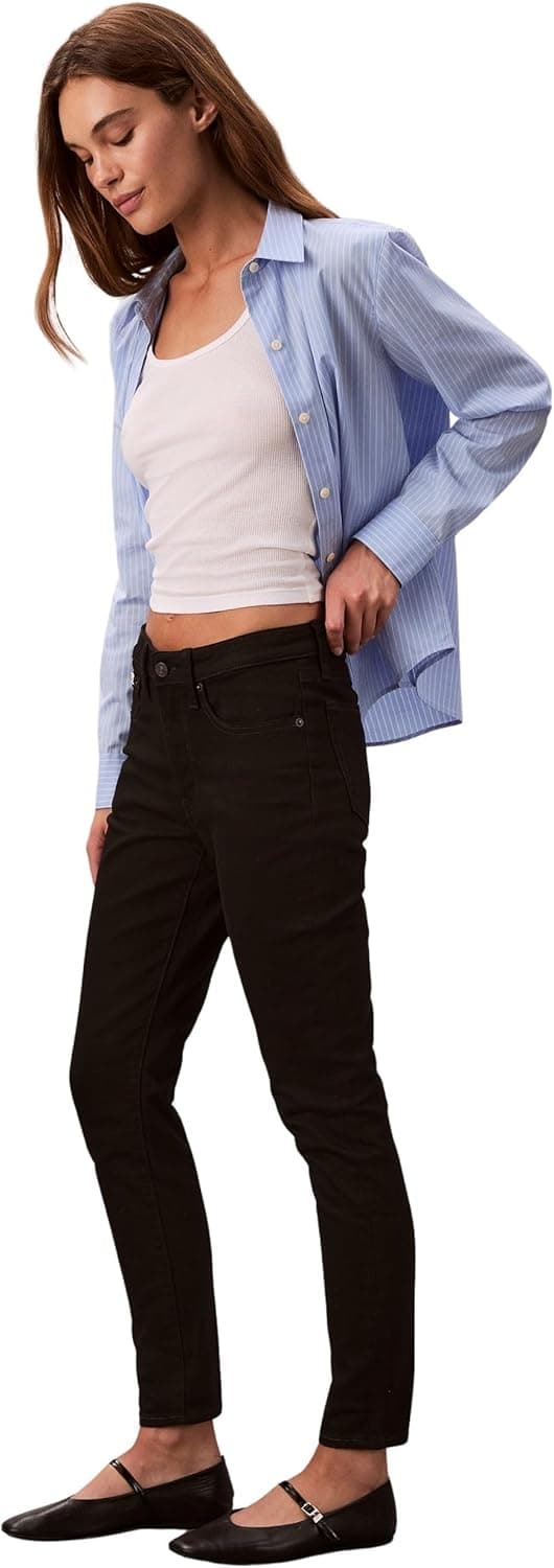 Thumbnail 6 de Calvin Klein women’s mid rise skinny classic black jeans (5-pocket)