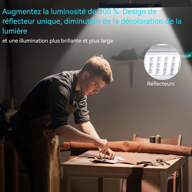 Detalle de LETOUR Baladeuse LED mécanicien rechargeable magnétique 5000 mAh, lampe de travail d’atelier