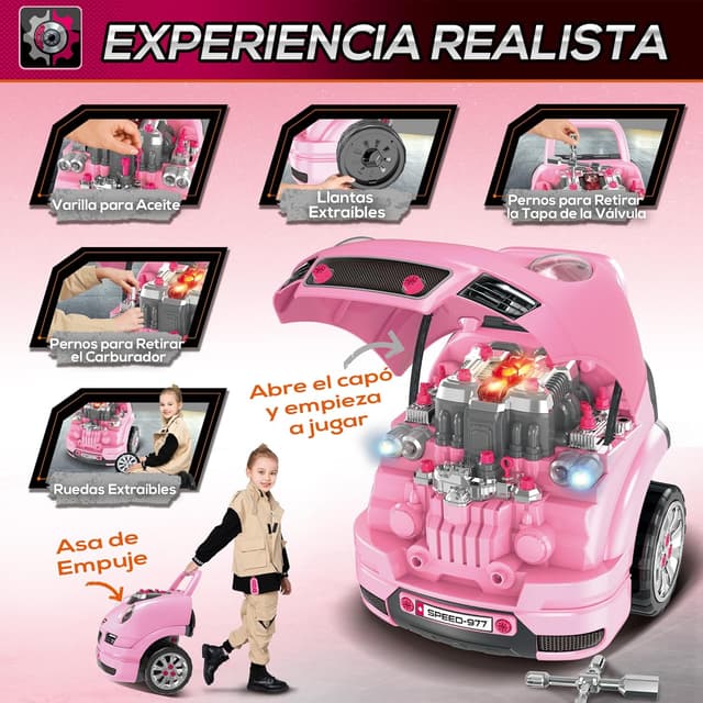 Thumbnail 6 de HOMCOM Camión de Juguete para Niños +3 Años 🚗 61 Piezas Rosa