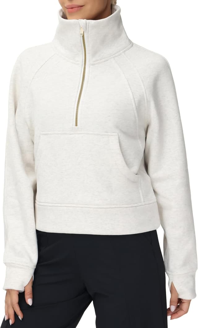Detalle de THE GYM PEOPLE Half Zip Fleece Crop
