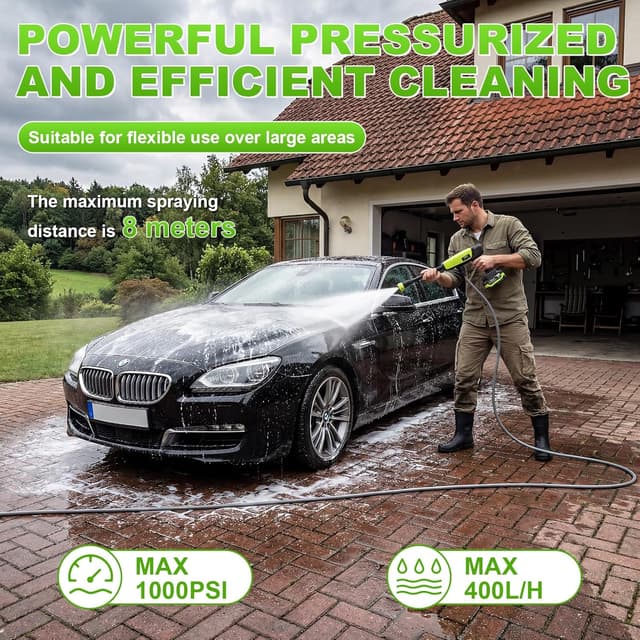 Thumbnail 6 de VOERJIA 21V Cordless Pressure Washer with LED Battery Display (Up to 1000 PSI) & 6-in-1 Nozzle