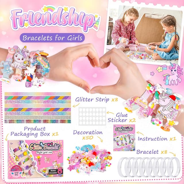 Detalle de Bracelet Making Kit for Girls (Unicorn Friendship Bracelet Set) – Creative DIY Craft Kit Ages 5–12