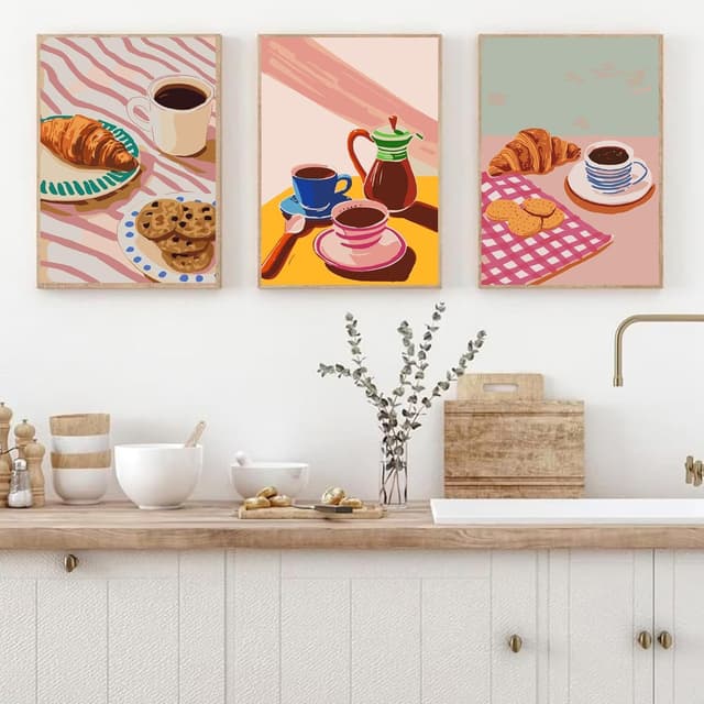 Detalle de 6 Pack Adults Paint by Numbers Kit (Unframed) – Coffee DIY Acrylic Oil Painting Sets on Canvas