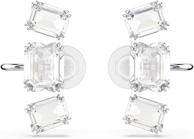 Detalle de Swarovski Millenia pendientes clip talla octogonal blanco