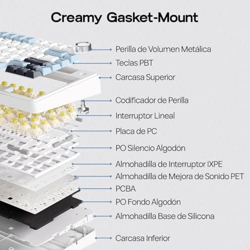 Detalle de EPOMAKER Aula F75 ISO-ES (75%) teclado mecánico inalámbrico 3 modos con perilla, RGB y hot-swap