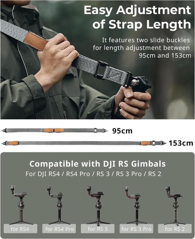 Detalle de SMALLRIG Griff Sling Handle Kit 4383B für DJI RS4/RS4 Pro/RS3/RS3 Pro/RS2 (QD-Schnellverschluss, Kaltschuh, 3/8”-16 & 1/4-20)